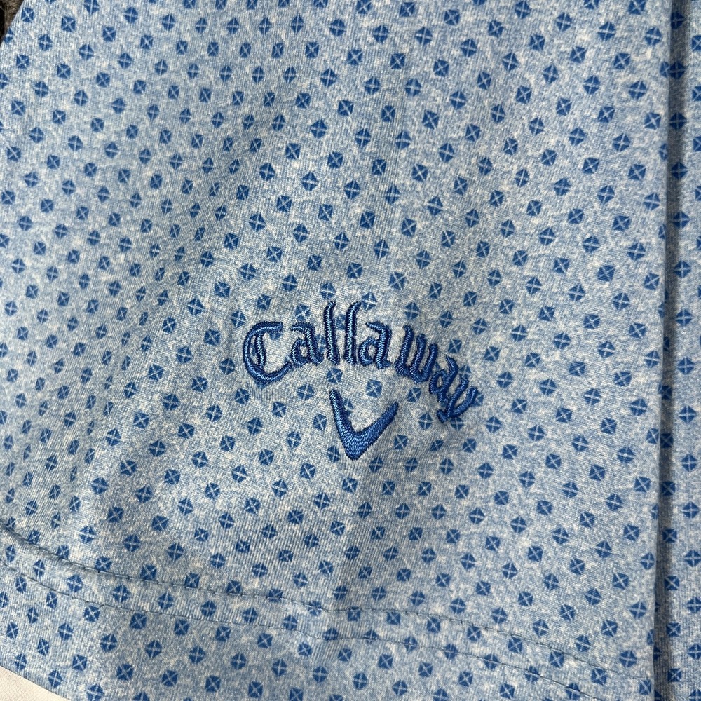 Callaway Polo Shirt Mens 2XL XXL Blue Geometric Performance Short Sleeve Golf - Picture 10 of 13